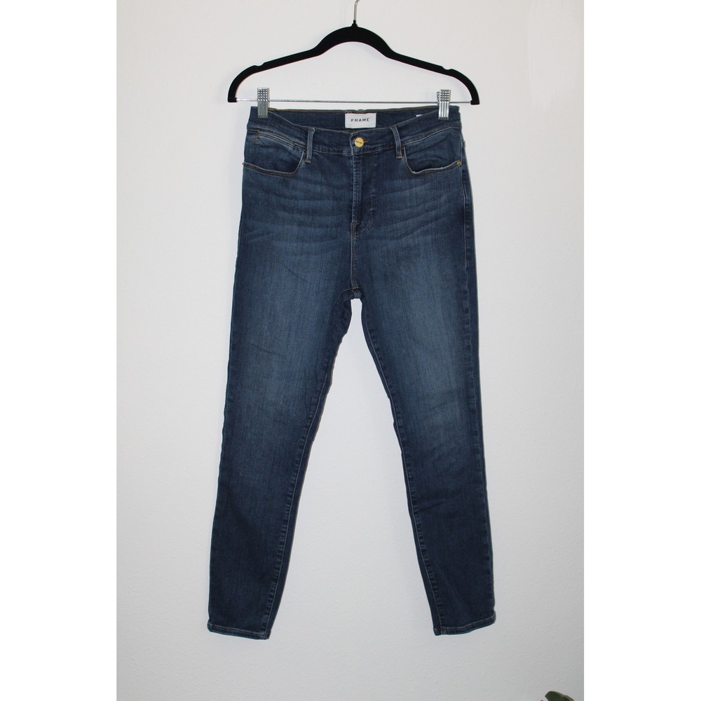 FRAME Denim Le High Skinny Crop Jeans Sulham Dark Wash Denim Sz 28 LHSKC184